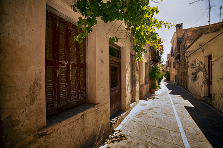 street of the old town with windows and doorsの写真素材