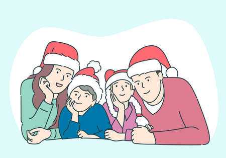 Christmas or New year concept. Happy family greetings or celebration New year or Christmas.のイラスト素材