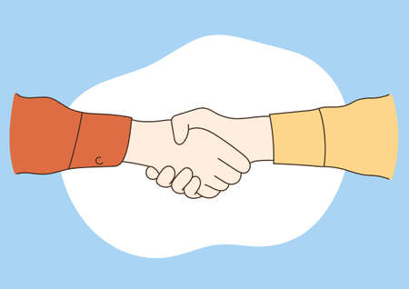 Teamwork, handshake, partnership concept. A hand's business partner and shaking their hands to deal a contract, casual handshaking agreement.のイラスト素材