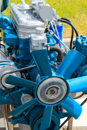 Car engine motor blue close-upの写真素材