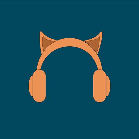 orange Headphones icon on blue backgroundのイラスト素材
