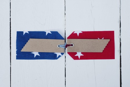 Blue and red label layout for your design.の写真素材