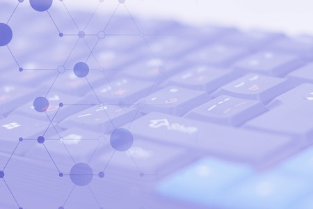 Buttons black and blue. Futuristic banner on communication.の写真素材