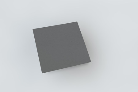 Mock-up black cover a square shape on a white background. Business cards, postcards and posters. Layout for your design. Three-dimensional rendering.の写真素材