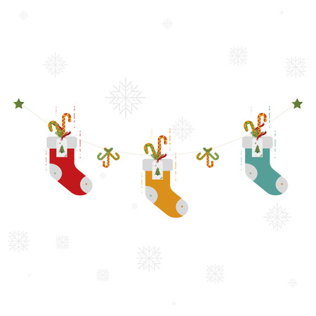 Red christmas socks illustration. Holiday decorations.のイラスト素材
