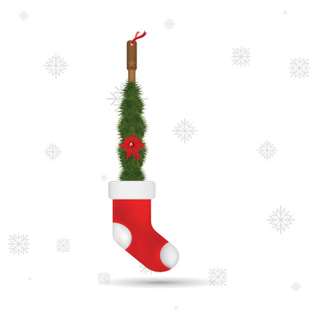 Red christmas socks vector illustration. Holiday decorations.の写真素材