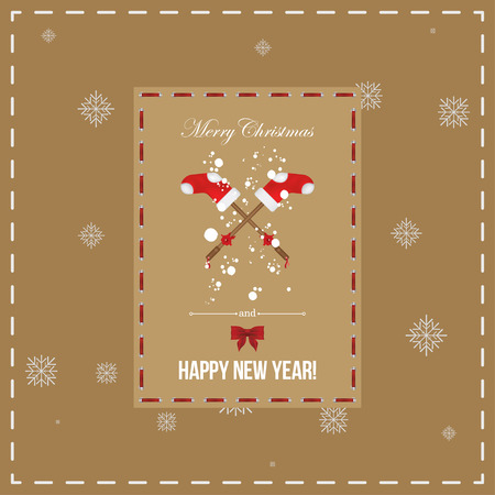 Merry Christmas and Happy New Year. Invitation card.のイラスト素材