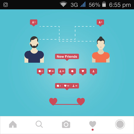 Friends communicate in social networks via messenger app.のイラスト素材