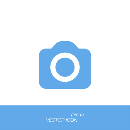Camera icon in flat style isolated on white background. Camera symbol for your design and logo. Vector illustration EPS 10.のイラスト素材