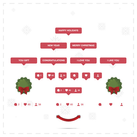 Social and holiday icons Christmas and New Year. Icon like, Icon follower and Icon comment.のイラスト素材