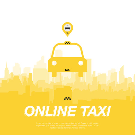 Online Taxi, City map on the screen. Flat vector illustration EPS 10.のイラスト素材