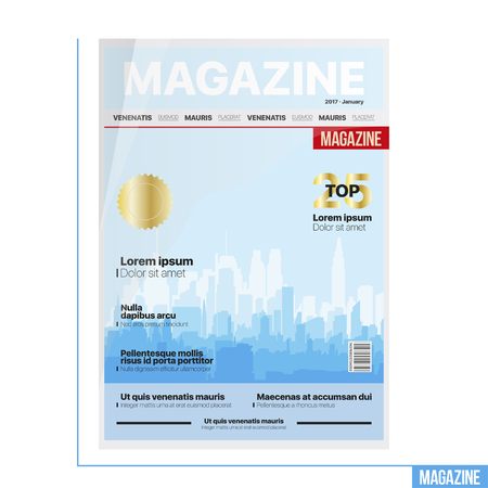 Template cover magazine about architecture. The image on the cover of the silhouette of the city.のイラスト素材