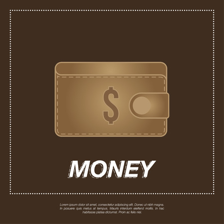 Brown wallet vector illustration in flat style.のイラスト素材