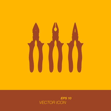 Silhouette tools, pliers icon in flat style. The icons on the theme of building tools. Vector illustration EPS 10.のイラスト素材