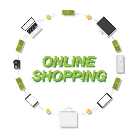 Online Shop. Concept on the sale of digital technology. Flat vector illustration EPS 10のイラスト素材