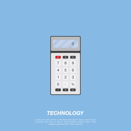 Calculator icon on blue background. Flat vector illustration EPS 10.のイラスト素材