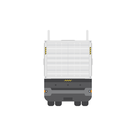Truck trailer with container back view. Isolated on white background. Freight transportation vector illustration.のイラスト素材