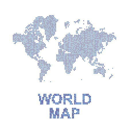 Abstract world map in a square dots. Flat vector illustrationのイラスト素材