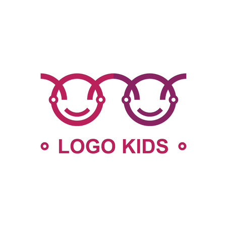 Logo for children. Silhouette of glasses and gay children faces. Flat vector symbol EPS10のイラスト素材