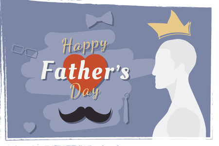 Happy Fathers Day. Festive greeting banner. Silhouette of the father and a font combination with the heart. Flat vector illustration EPS10のイラスト素材