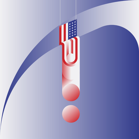 The Hanging American Flag. Minimalistic abstract picture in the form of a square.のイラスト素材