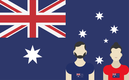 Australian flag with family patriots.のイラスト素材