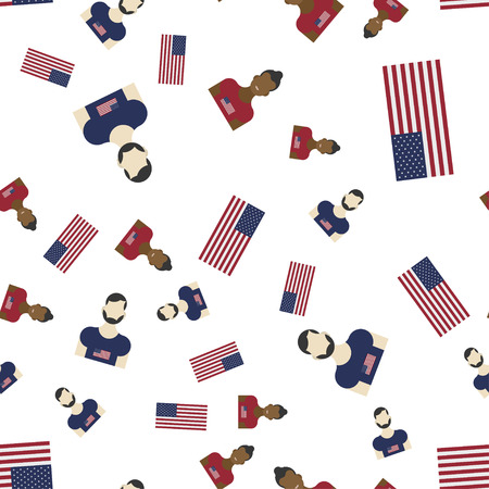 United States of America seamless pattern with Flag and people. Flat vector illustration EPS 10.のイラスト素材