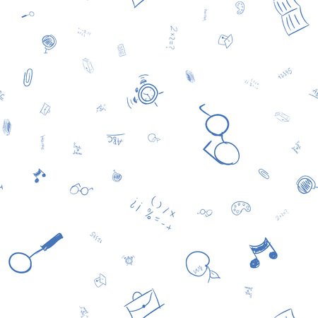 Back to school pattern with drawings of school supplies flat vector illustration EPS 10.のイラスト素材