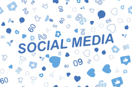 Seamless pattern with Icons of social networks and symbols of notifications.のイラスト素材