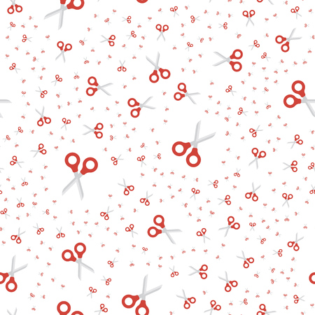 Scissors icon in flat style isolated in a circle. Vector seamless pattern flat illustration EPS 10のイラスト素材