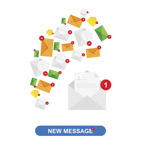 New message, notification icons. Flat vector illustrationのイラスト素材