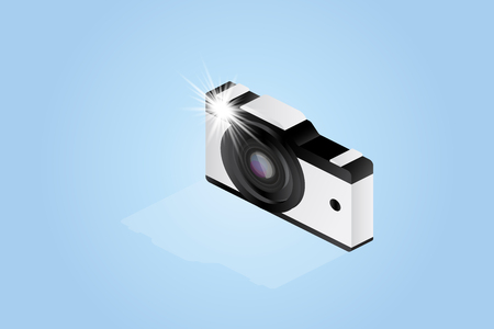 3D isometric concept. Photo camera on a white background. Vector illustration EPS 10.のイラスト素材