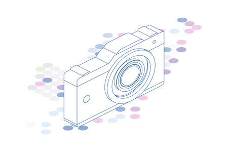 3D isometric concept. Line art Photo camera on a white background. Vector illustration EPS 10.のイラスト素材