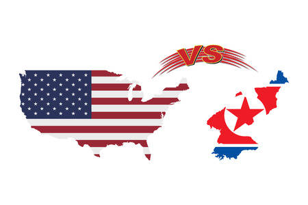 The confrontation between the United States of America and North Korea.のイラスト素材