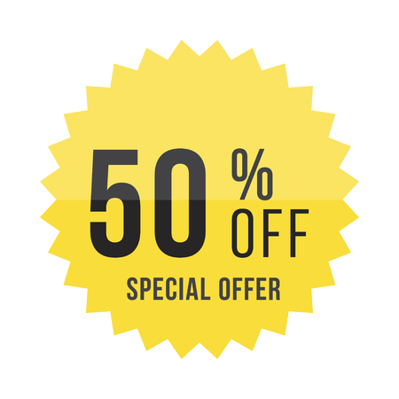Yellow sticker with 50 discount.のイラスト素材