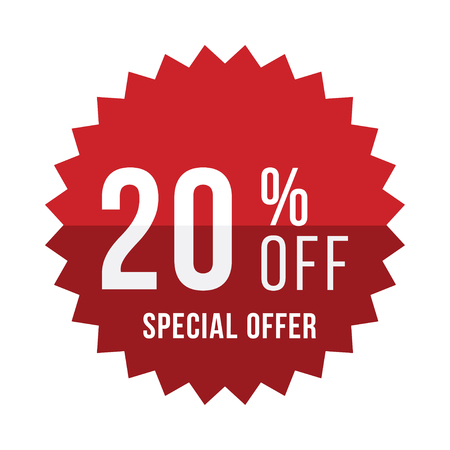 Red sticker with 20 discount.のイラスト素材