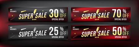 Super Sale 25 - 70 off discount. Special offer, template for print and web advertising.のイラスト素材