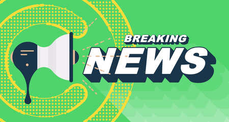 Breaking news with loudspeaker. Flat vector illustration EPS10.のイラスト素材