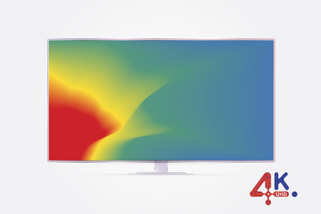 4K UHD Realistic TV screen in modern style with colour background. Flat vector illustration.のイラスト素材