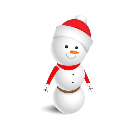 Snowman in a red hat on a white background for christmas and new year.のイラスト素材
