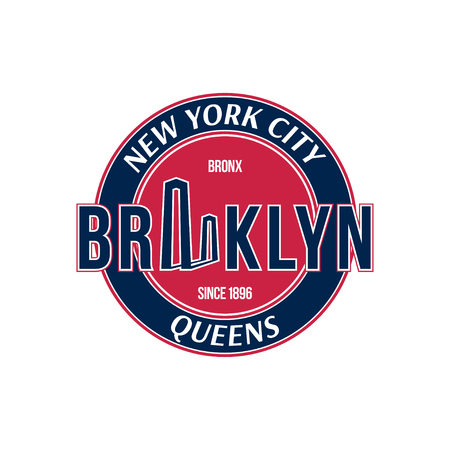 Retro emblem city of New York and the Brooklyn Bridge.のイラスト素材
