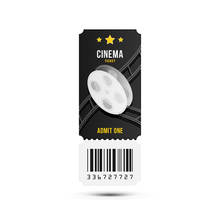 Cinema ticket realistic isolated on white background with shadow.のイラスト素材