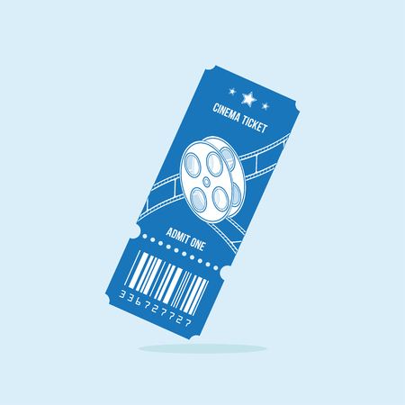Cinema ticket with blue lines isolated on light background, flat vector illustration.のイラスト素材
