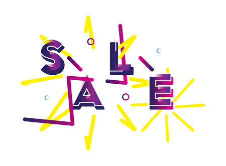 Sale - a font inscription with beautiful design elements. Flat vector illustration EPS 10.のイラスト素材