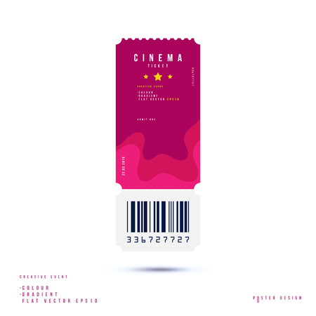 Cinema ticket realistic isolated on white background with shadow. Flat vector illustration EPS 10.のイラスト素材