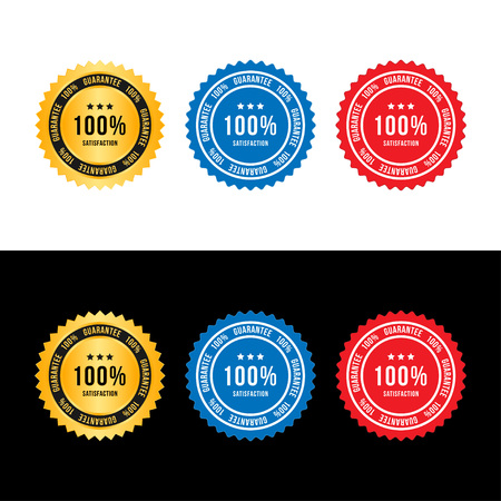 Set sign 100 percent satisfaction guarantee. Flat vector illustration EPS 10.のイラスト素材