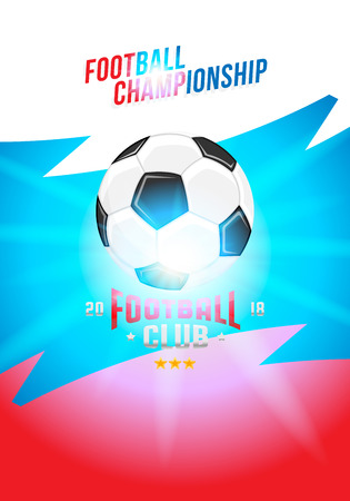 Football championship. Banner template vertical format with a football ball and text on a background with a bright light effect.のイラスト素材