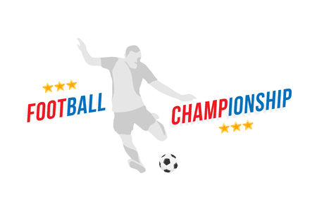 Font inscription and the silhouette of the football player with the ball. Flat vector Illustration EPS 10.のイラスト素材