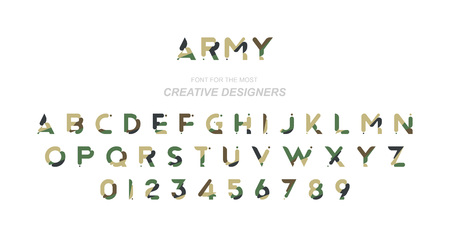 Original font in camouflage for creative design template.のイラスト素材
