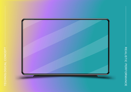Template realistic black TV monitor on colour background. Flat vector illustration EPS 10.のイラスト素材